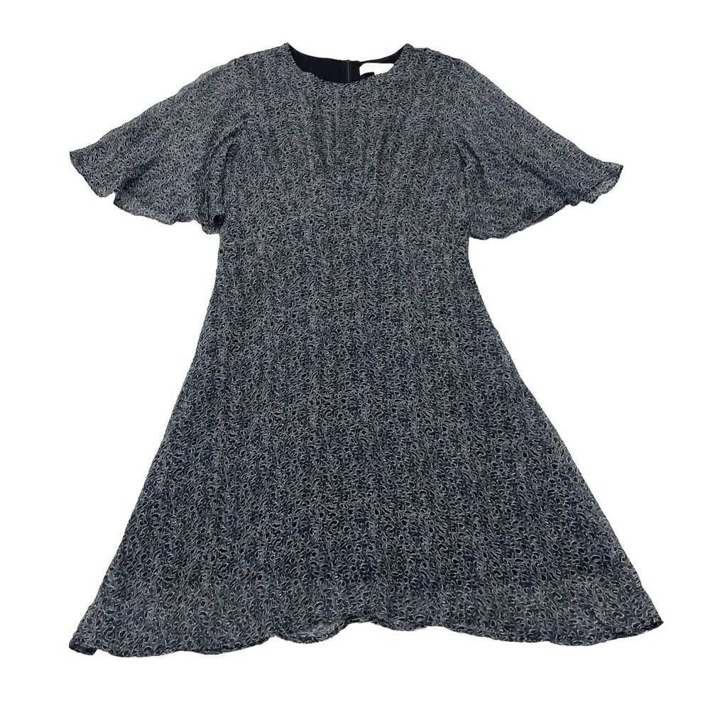 Caballero Collection Sheer Chiffon Leopard Print  Blue Gray Midi Dress Size M - Picture 4 of 9